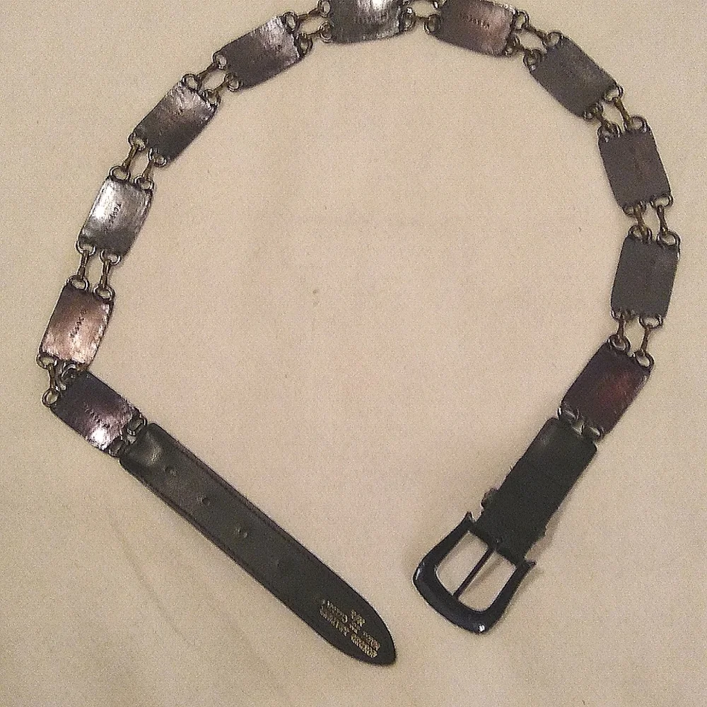 Bronze Color Linked Etched Rectangles Belt
